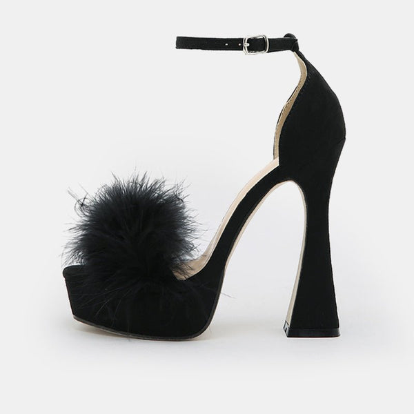 Acacia Glamorous Feather-trimmed Sandals